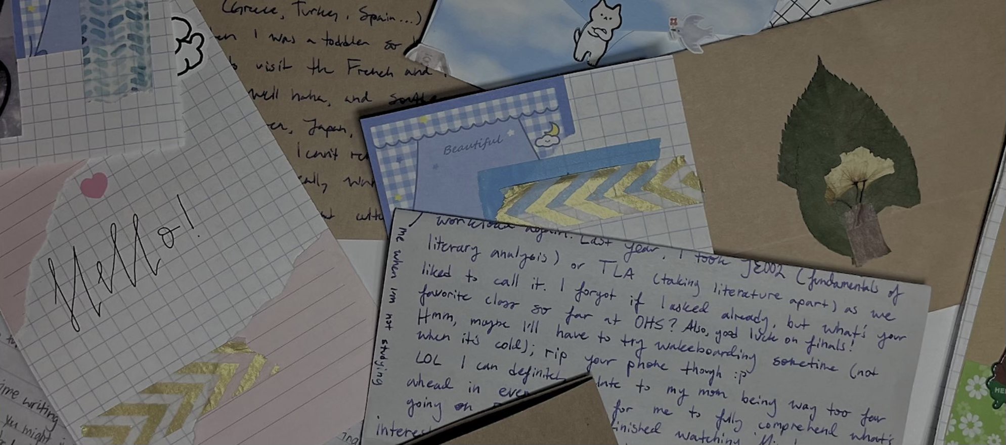 Letters and envelopes spread out and overlapping